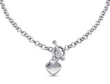 18 Inch Sterling Silver Heart Charm Toggle Necklace 